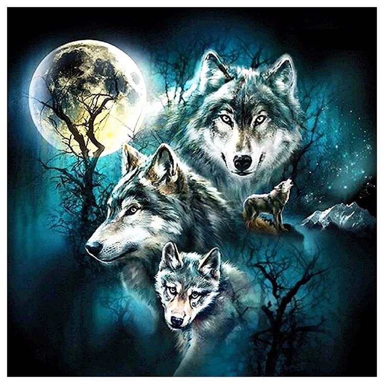 Night Wolves - Round Drill Diamond Painting - 30*30CM