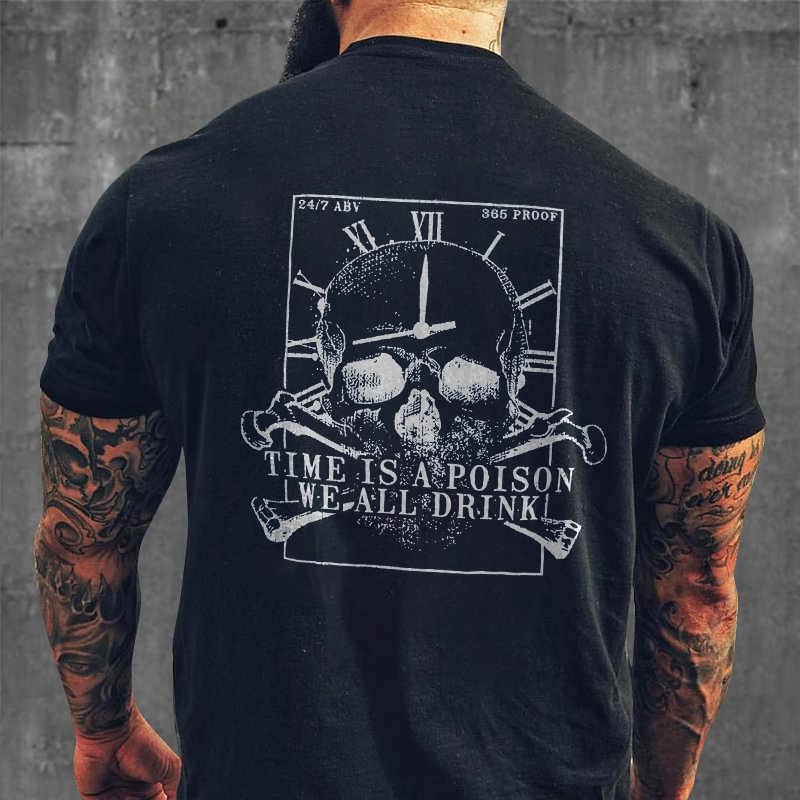 Livereid Time Is A Poison We All Drink Skull Print T-shirt - Livereid