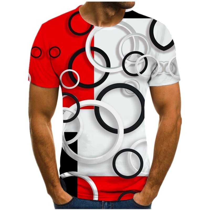 Geometry Pattern Summer Short Sleeve Tops Men's T-Shirts-VESSFUL