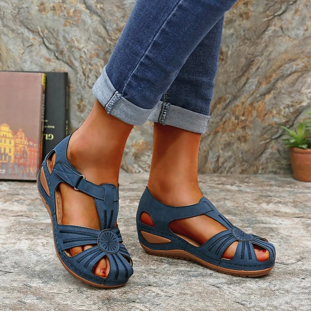 Summer new leather Baotou hook and loop women sandals - vzzhome