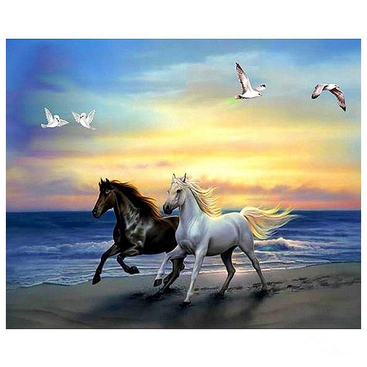 Horses - Partial Round Drill Diamond Painting - 30x40cm(Canvas)