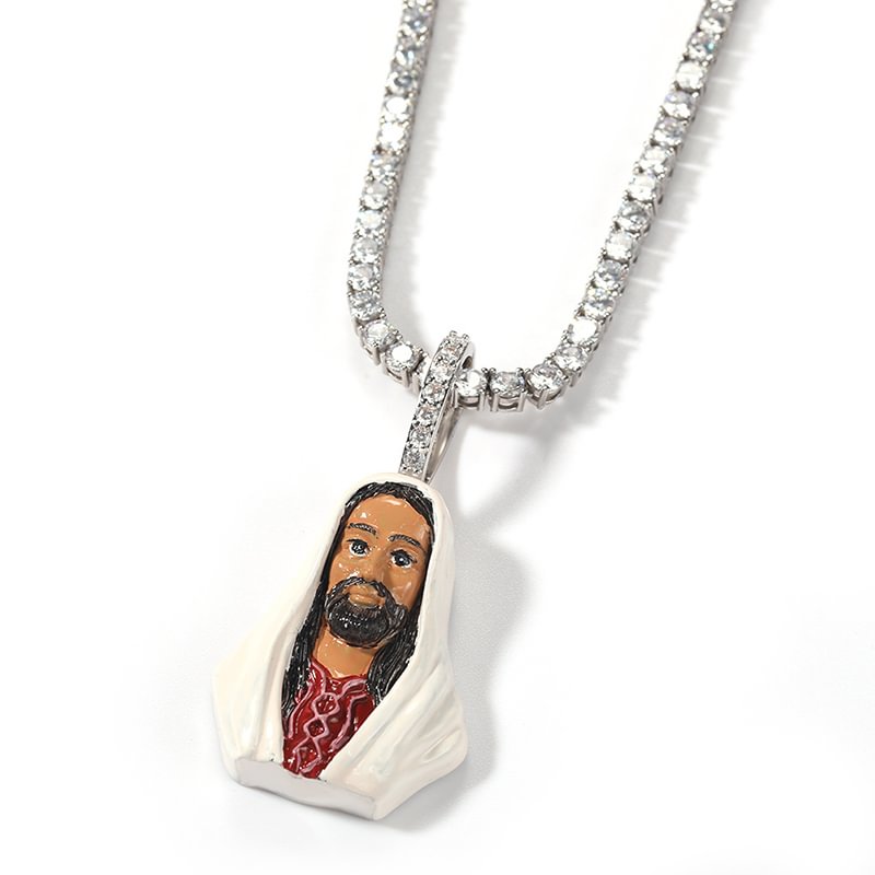 Bling Iced Out JESUS Pendant Necklace-VESSFUL