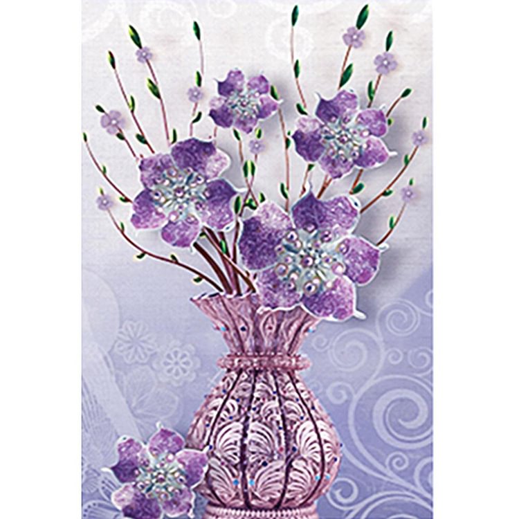 Flowers Vase - Special Shaped Diamond Painting - 30*40CM
