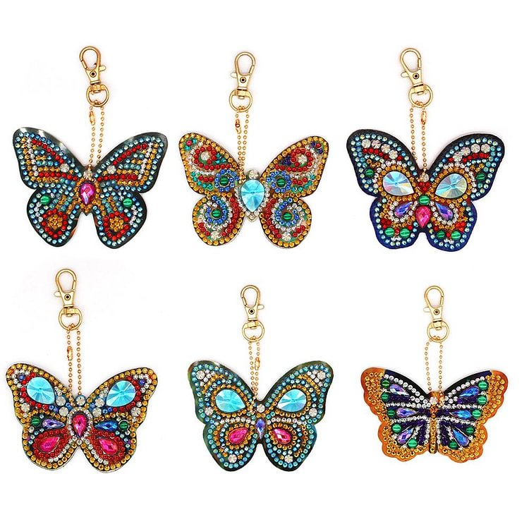 6pcs Butterfly-DIY Creative Diamond Keychain