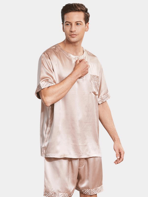 22 Momme High Quality Classic Short Silk Pajamas For Men-Luxury Silk Life