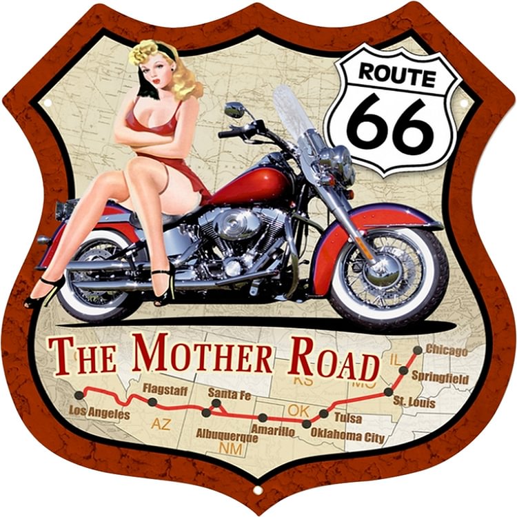 Route 66 - Shield Vintage Tin Signs/Wooden Signs - 30x30cm