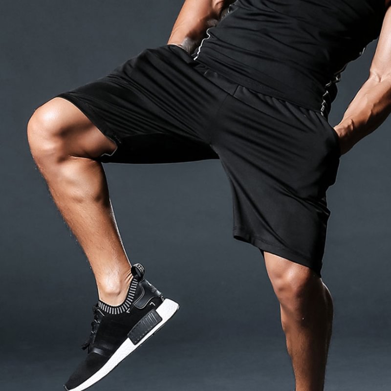 Solid Running Sport Fitness Gym Shorts for Men-VESSFUL