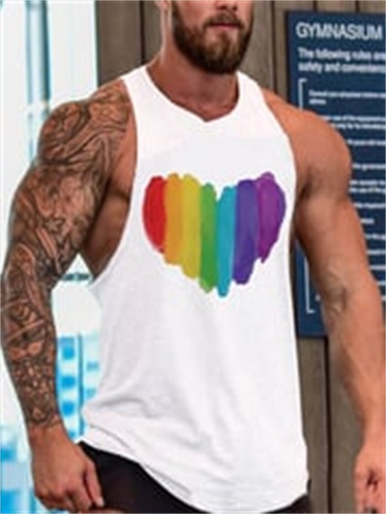 Tiboyz LGBT Pride Rainbow Love Printed Tank Top