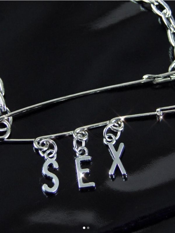 Gothic Dark Statement Pin Necklace with Letter Pendants