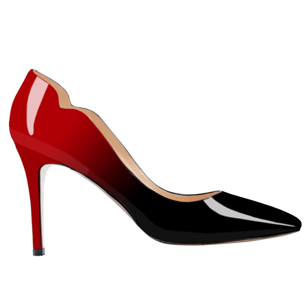 3.54" Women's Heeled Party Pumps PU Red Black-vocosishoes