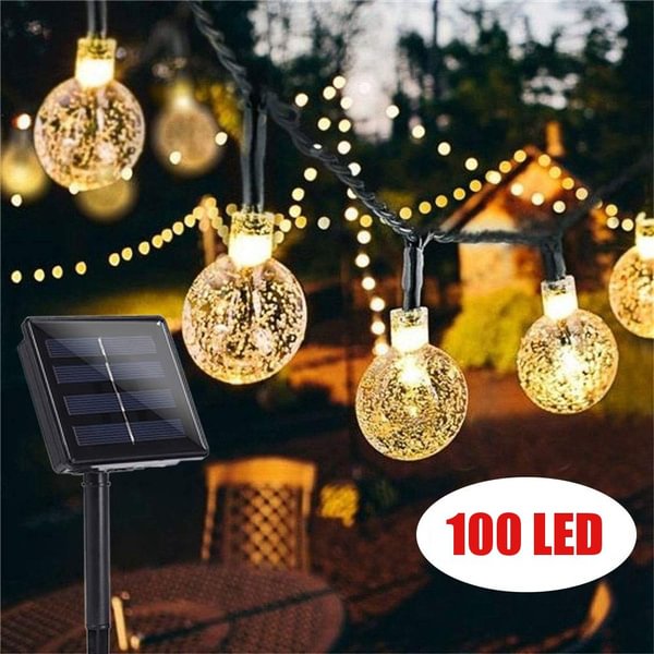 Solar/Battery String Lights,10/20/30/40/50/80/100 LED Crystal Ball Waterproof Outdoor String Lights Solar Powered Globe Fairy String Lights for Outside Garden, Yard, Home, Landscape, Halloween Christmas Party