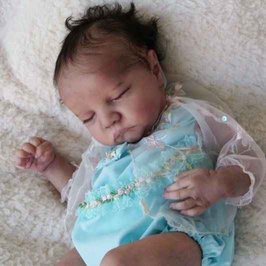 20" Real Lifelike Biracial Reborn Asleep Doll Girl Ioan,Gift foe Kids with Clothes and Pacifier