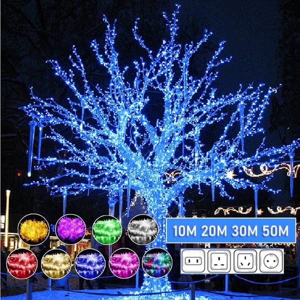 Holiday Led Christmas Lights Outdoor 100M 50M 30M 20M 10M Led String Lights Decoration For Party Holiday Wedding Garland