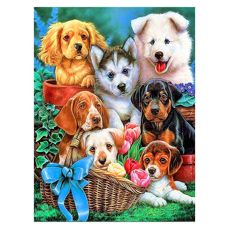 Dog Fmaily-11Ct Stamped Cross Stitch-36*46CM