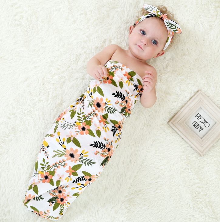  Adorable baby Swaddle Blanket and Headband Set - Reborndollsshop.com-Reborndollsshop®