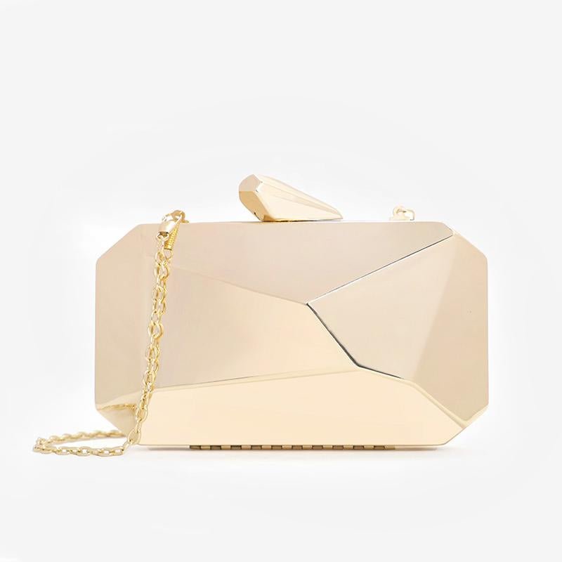 Gold Acrylic Box Geometric bags Clutch Evening Bag-VESSFUL