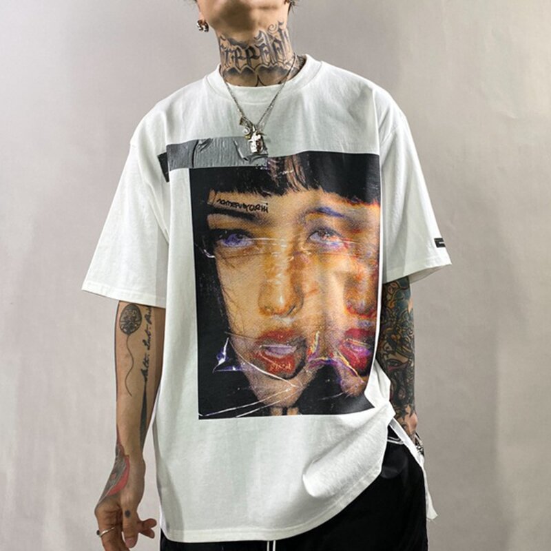 Hip-hop Man Avatar Print Short-sleeved T-shirt(2.0) / Techwear Club / Techwear