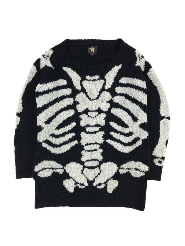 Gothic Skull Color Block Pullover Loose Sewater