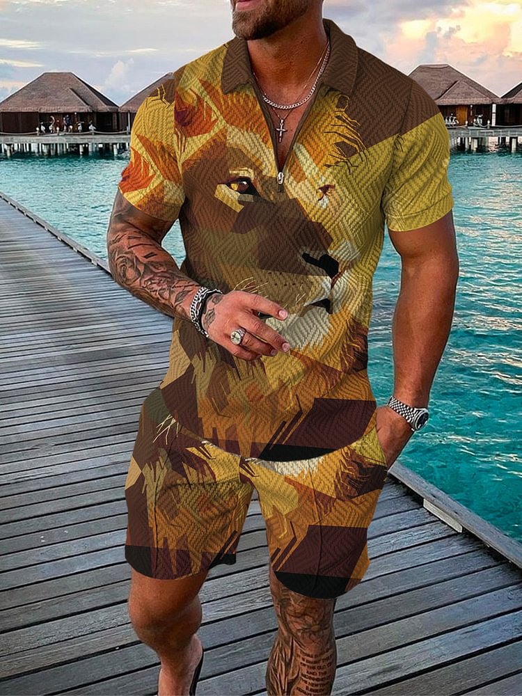Men's Holiday Animal Print Polo Suit