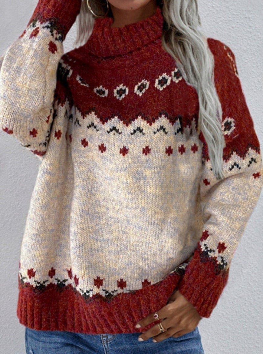 Casual Loose Long Sleeve Turtleneck Sweater-Corachic