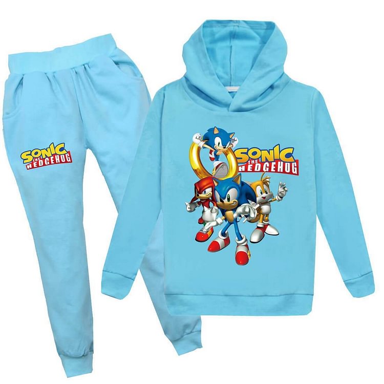 Mayoulove Sonic Mania The Hedgehog Print Girls Boys Hoodie And Pants Tracksuit-Mayoulove