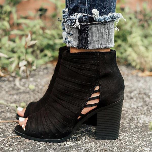 chunky peep toe booties