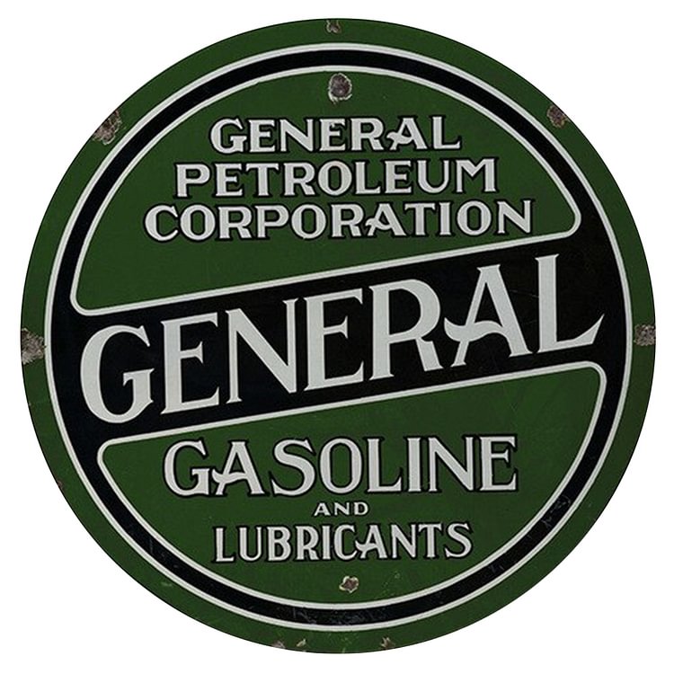 General Gasoline & Lubricants - Round Vintage Tin Signs/Wooden Signs - 30x30cm