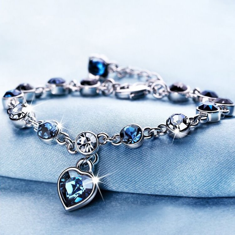 Classic ocean heart blue crystal bracelet