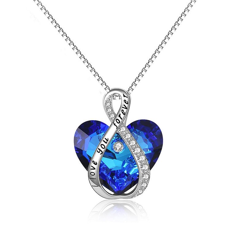 For Daughter- S925 I Love You until Infinity Runs Out Crystal Infinity Love Heart Necklace