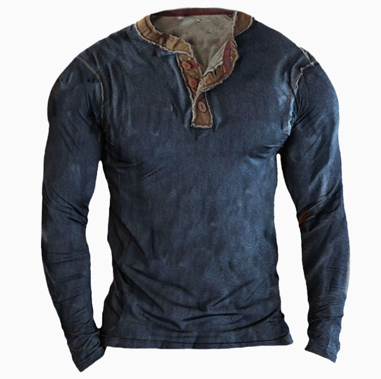 Men's Outdoor Retro Tactical Henley Long Sleeve Shirt / [viawink] /