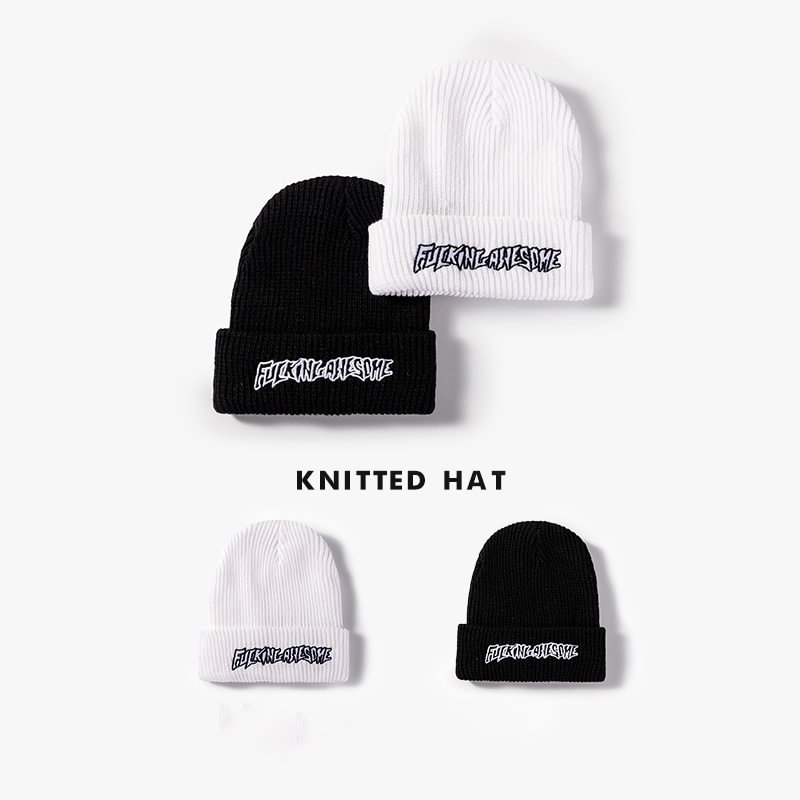 Letter Embroidered Couple Knitted Hat / Techwear Club / Techwear