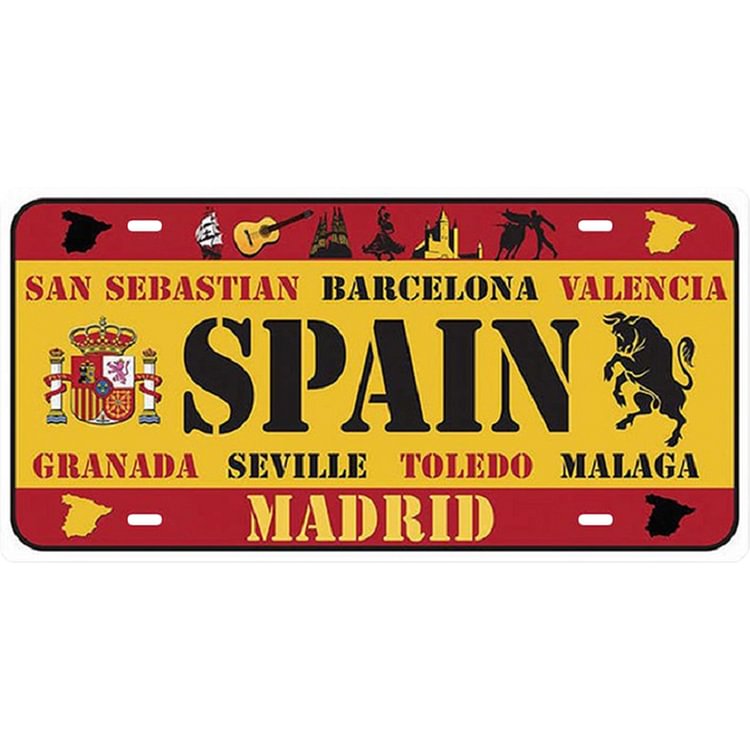 Spain - Car Plate License Tin Signs/Wooden Signs - 30x15cm