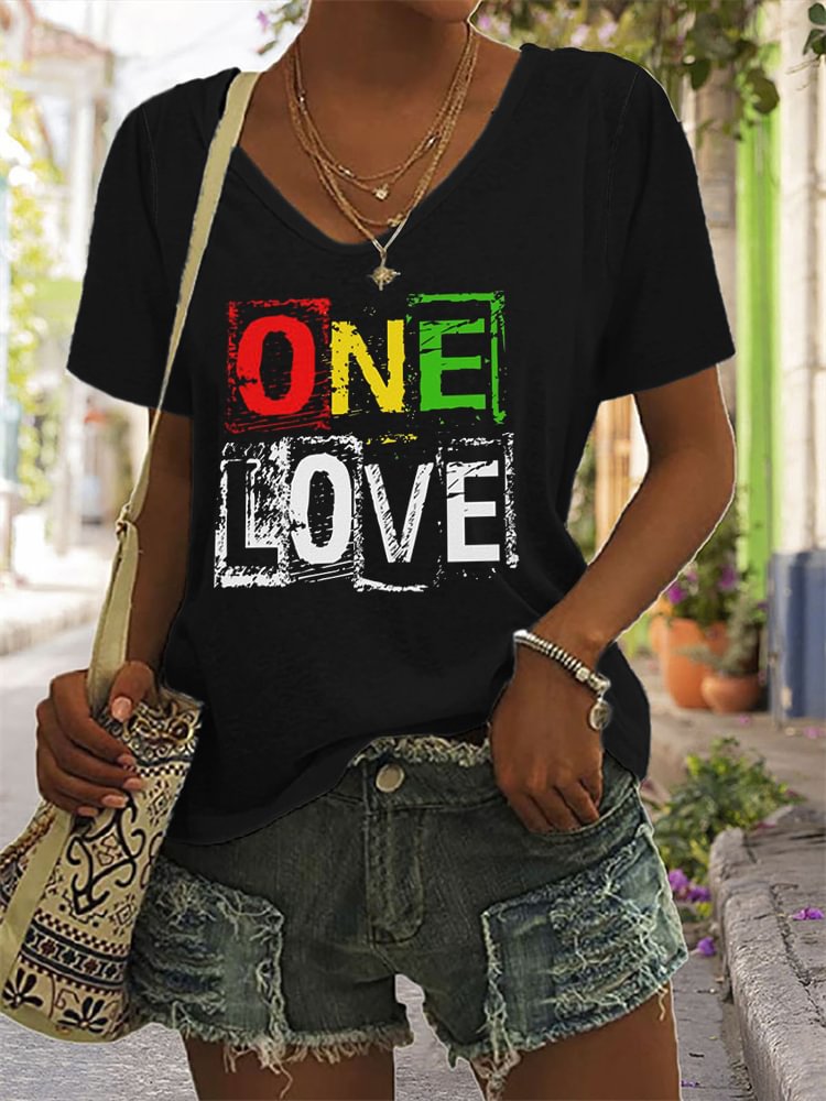 BrosWear Women's Black Pride One Love V Neck T Shirt
