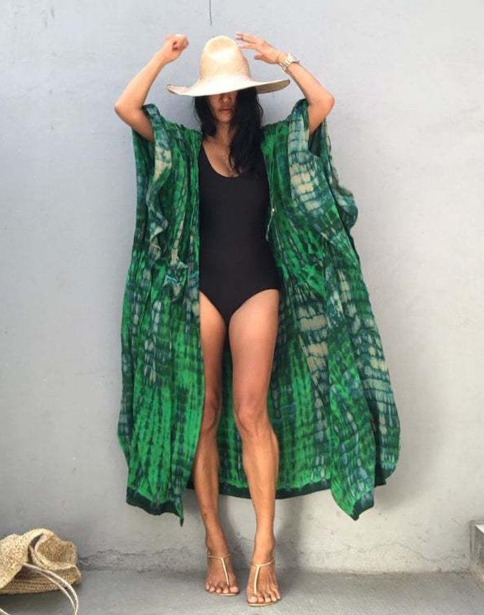 Hooded Printed Beach Vacation Swimsuit Cover Up