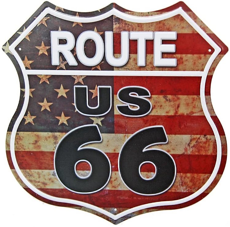 Open Road Brands Route 66 - Shield Shape Shield Vintage Tin Signs/Wooden Signs - 30*30CM