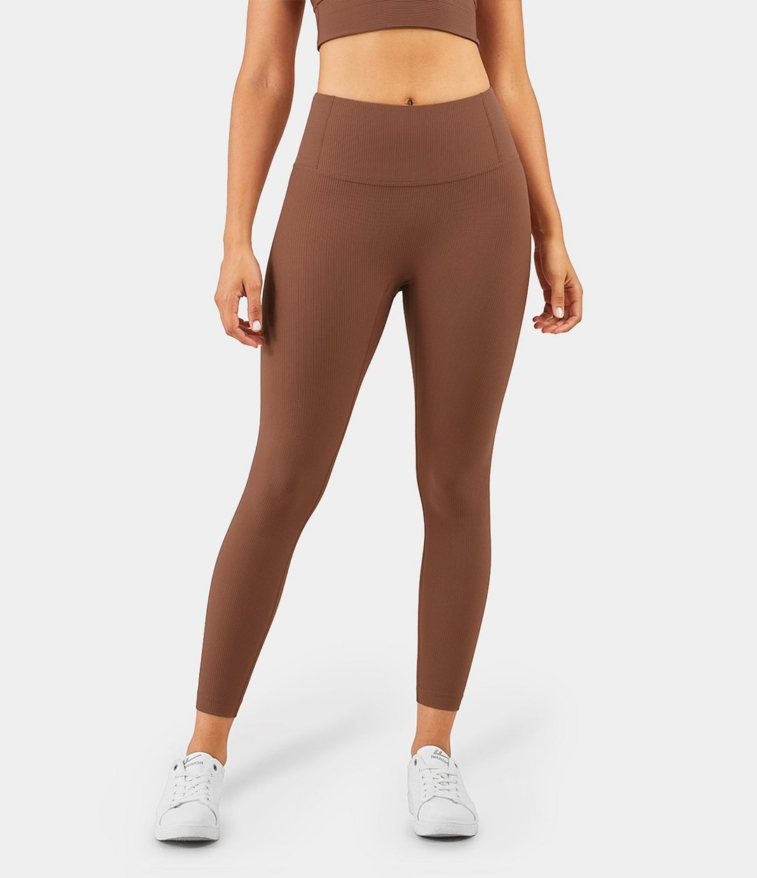 High Waisted Seamless Ribbed-Knit 7/8 Leggings