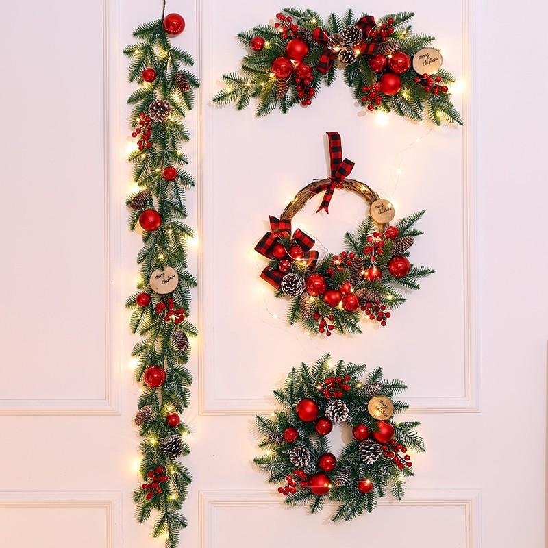 Red Bowknot Pinecone & Berries Classic Half Outdoor Christmas Wreath For Winter