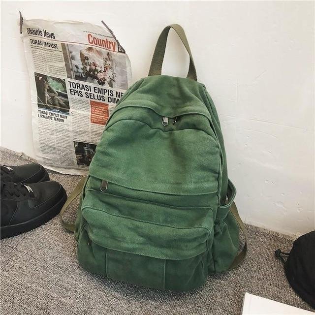 Front Pocket Small Canvas Backpack、、sdecorshop