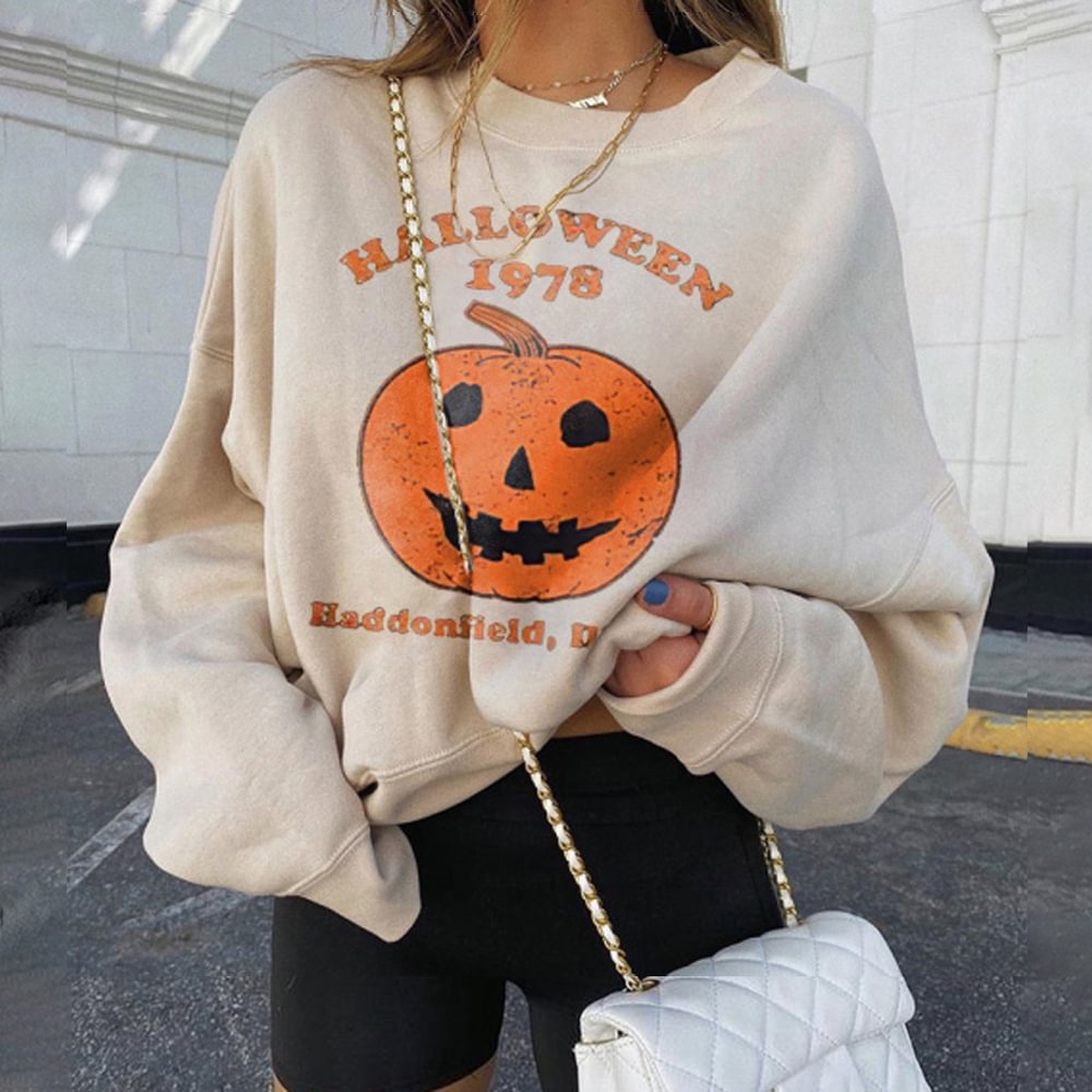 Minnieskull Halloween 1978 Pumpkin Print Sweatshirt - Minnieskull