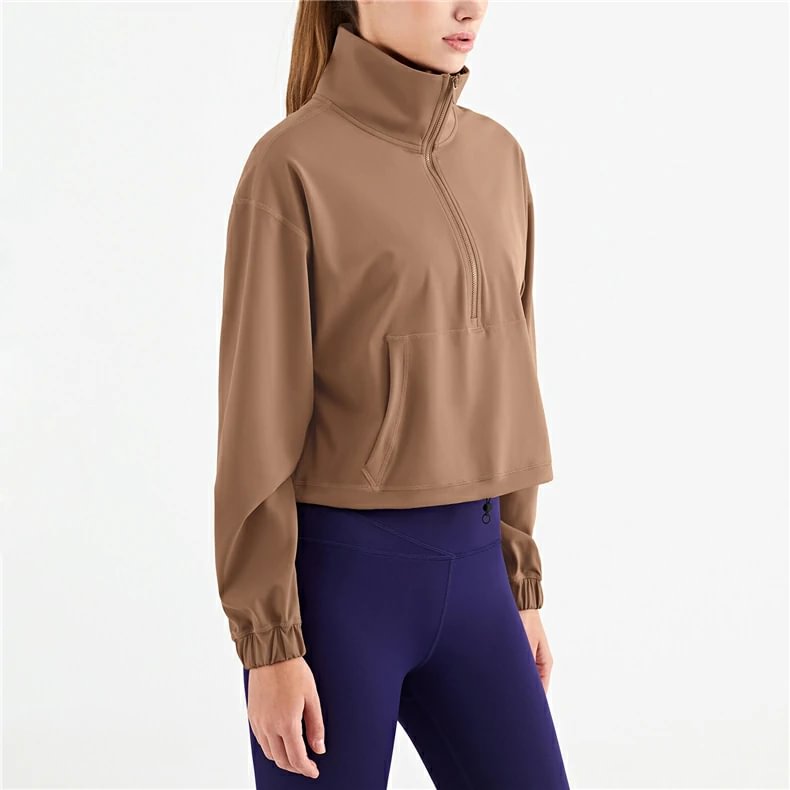 Hergymclothing half zip cropped pullover display