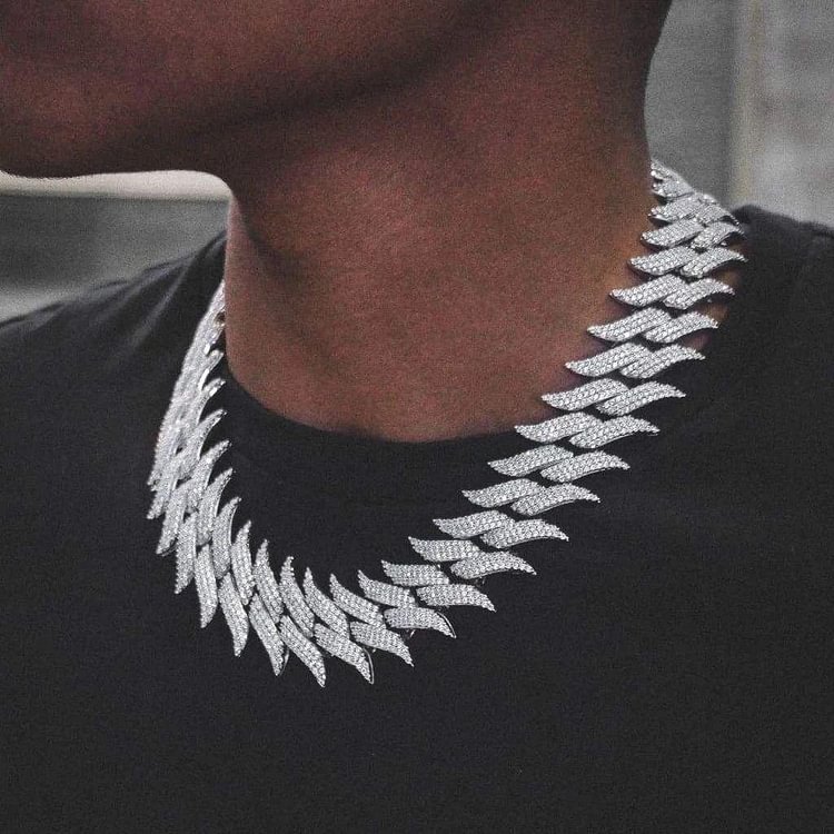 20MM Luxury Spiked Cuban Men Chain Hiphop Jewelry Mens Necklace