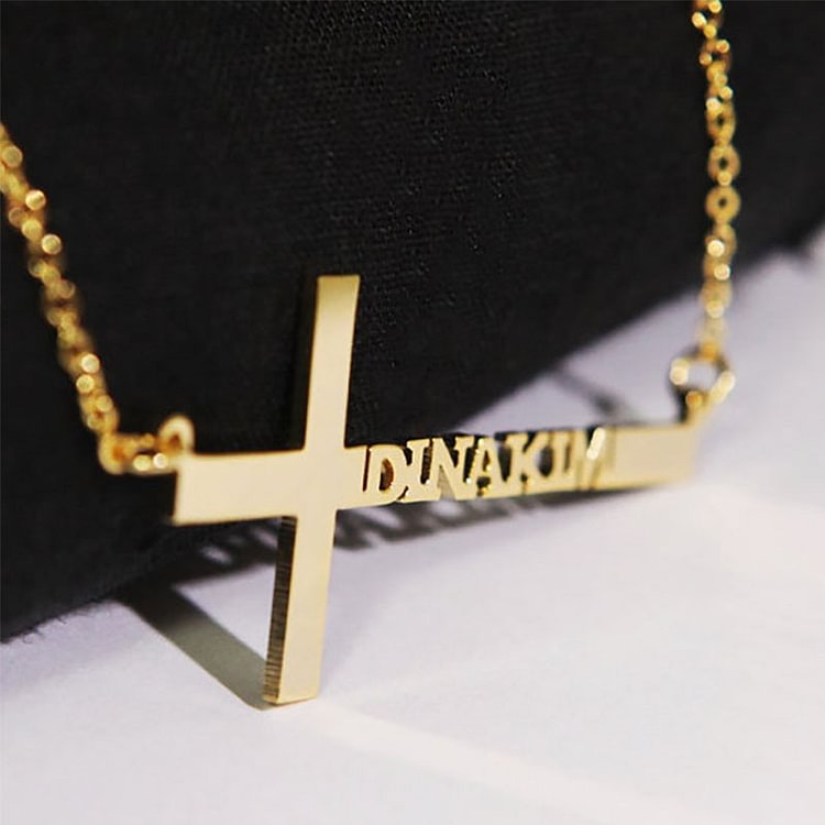 Custom Name Cross Letter Personalized Necklace Jewelry