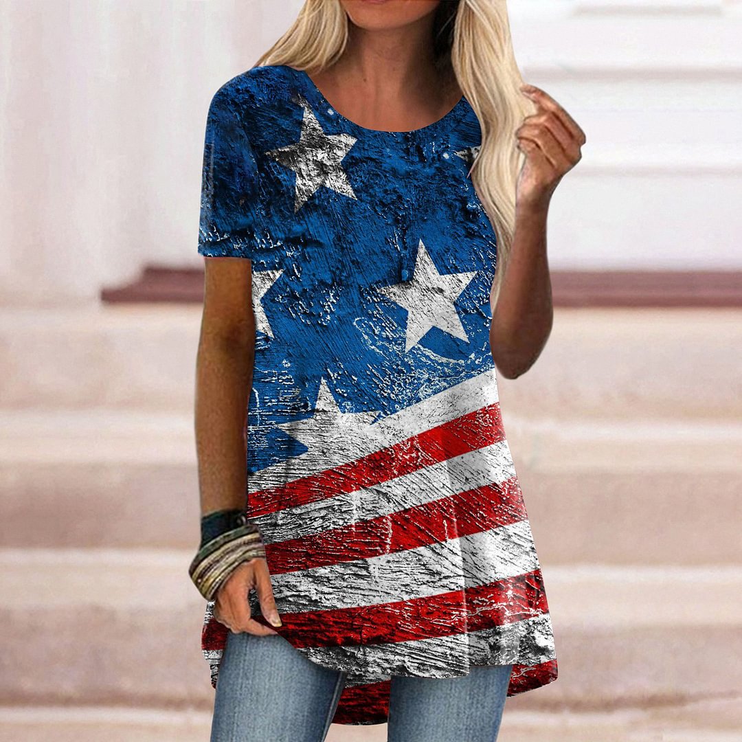 Women's American Flag Printing Graphic T-shirts