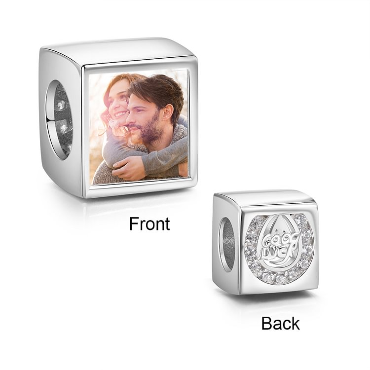 925 Sterling Silver Square Photo Charm