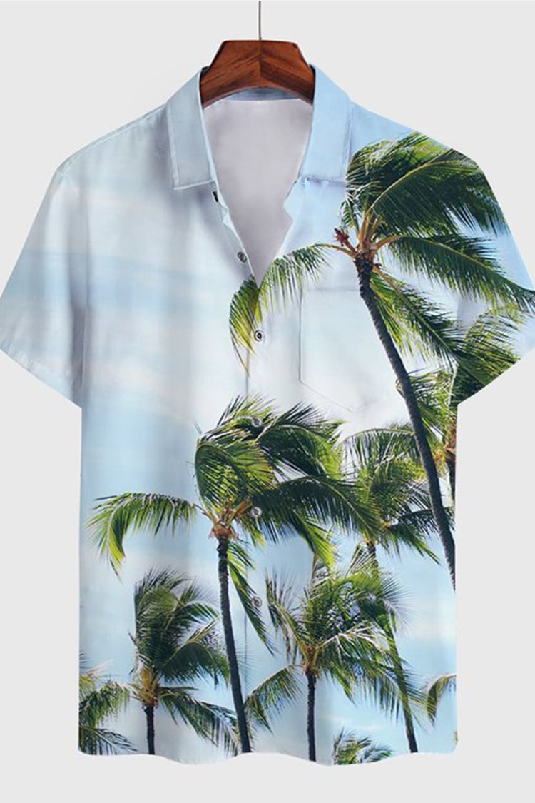 Tiboyz Blue Palm Tree Short Sleeve Shirt