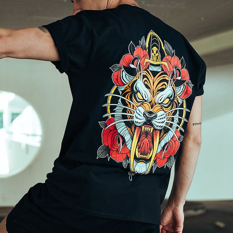Ferocious animal print men's sports T-shirt - Krazyskull