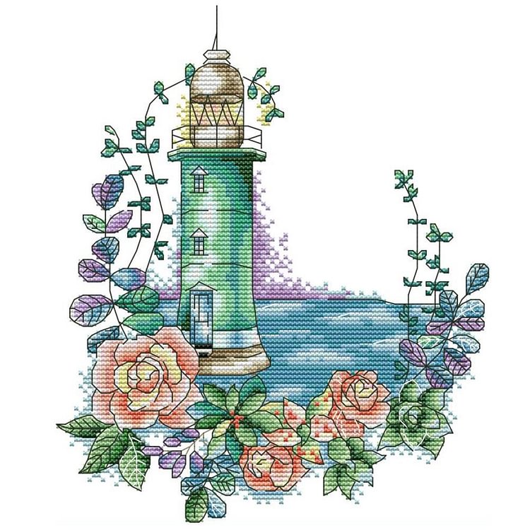 Rose Lighthouse - 14Ct Stamped Cross Stitch Kit 23*29CM