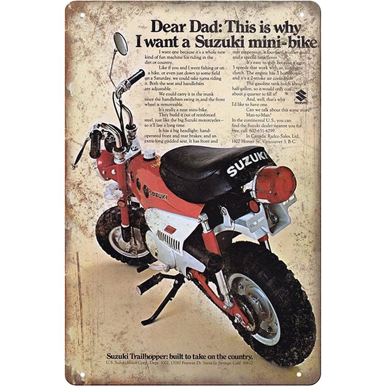Suzuki Motorcycles - Vintage Tin Signs - 20*30CM