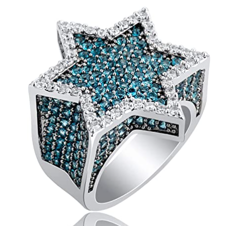 Gold Plated Zircon Sterling Star Shape Ring-VESSFUL