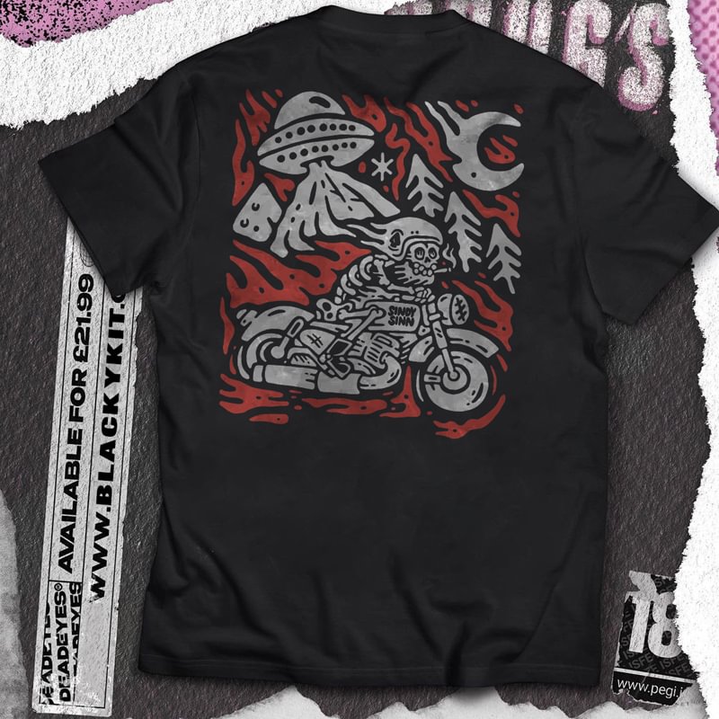UPRANDY Riding a motorcycle of skeleton printing T-shirt designer -  UPRANDY